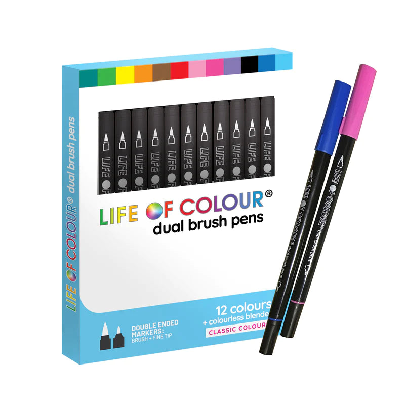 Life of Colour Dual-Tip Brush Pens Set of 12 | 20% OFF | Art Resource | Children of the Wild